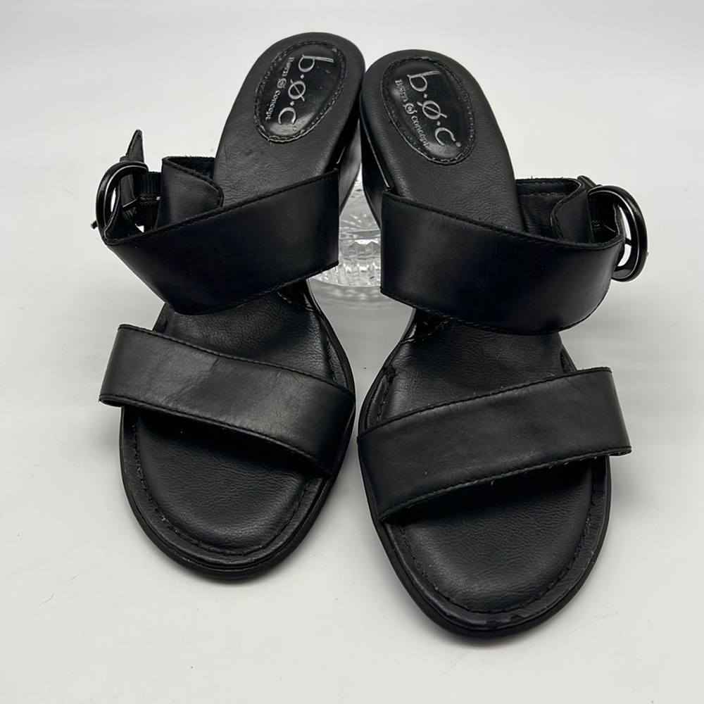 b.o.c. Born Concept Black Leather Sandals size 8